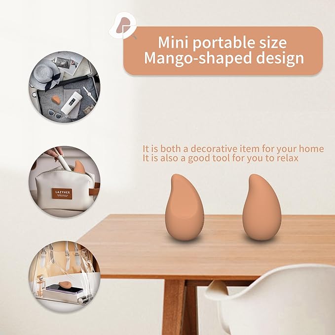 Handheld Cordless Massager for Shoulder Neck and Back Soft Rechargeable Waterproof Relaxation Muscles Massage Tool - for Soothing Pain Tension Stiffness and Fatigue - Brown
