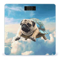 Funny Turtle Pug Dog in The Sky Weight ScaleClear LED Display Bathroom Digital Weighing ScaleTempered Glass Digital Bathroom Scale for Body Weight Capacity Up to 400 Lbs