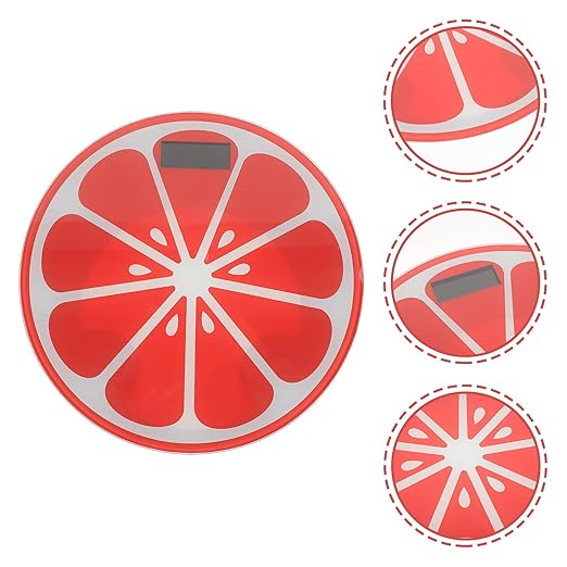 Digital Weight Scale for People Portable Mini Round Watermelon Design Tempered Glass Platform Body Weight Scale for Bathroom Use