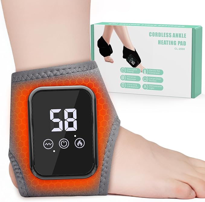 Foot Massager for Neuropathy Foot Renew Triple Method Massager with 3-Speed &amp 3-Temperature Wireless Heated Foot &amp Ankle Wrap Portable Foot Massagers for Home/Office/Travel