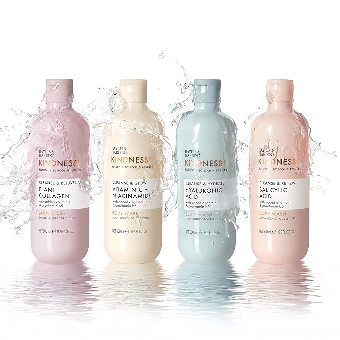 Baylis &amp Harding Kindness + Hyaluronic Acid Pear &amp Orange Blossom Fragrance 16.9 fl. oz Cleanse &amp Hydrate Body Wash (Pack of 3) - Biodegradable Formula - Vegan Friendly