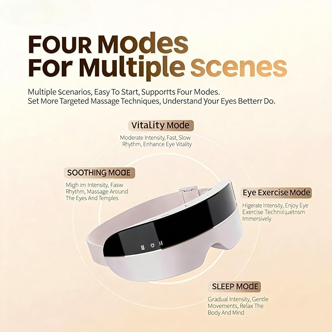 DAROMA Eye Massager with Heat &amp Steam 3-in-1 Steam Eye Mask for Dry Eyes Adjustable Mist &amp 4 Massage Modes 14 Soft Silicone Heads Music &amp Gift