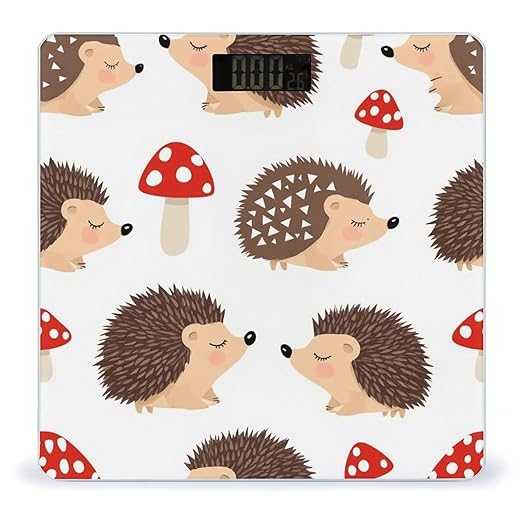 Men's Smart Scale for Body Weight Digital Bathroom Weighing Scale Automatic Switch Energy Saving Scale Autumn Hedgehogs Leaves Mushrooms