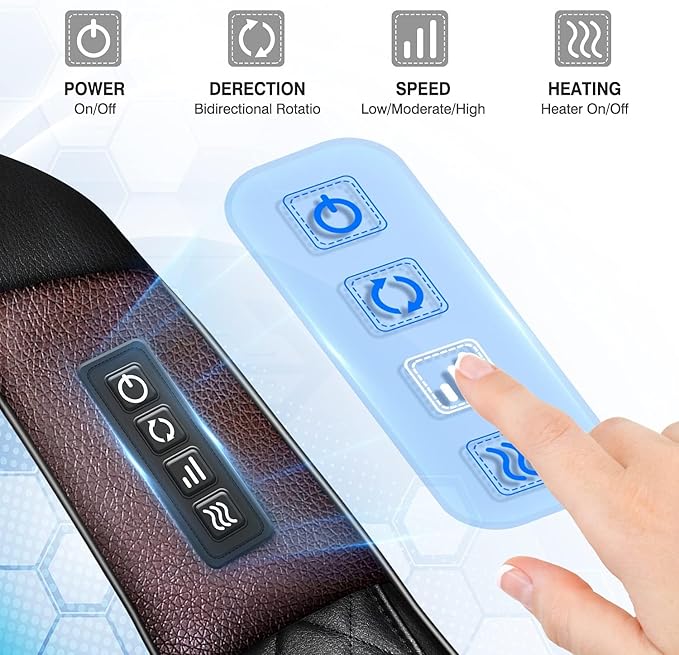 Shiatsu Neck and Back Massager with Heat Electric Deep Tissue 4D Kneading Massage Pillow for Shoulder Leg Body Muscle Pain Relief - Best Gifts for Women Men Mom Dad