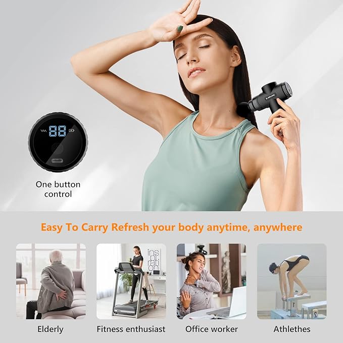 AERLANG Mini Massage GunMuscle Deep Tissue Massager Gun Handheld Percussion Back Massager Portable Quiet Massage Gun with Carry Case for Home Office Gym Gifts for Men Dad(Black)