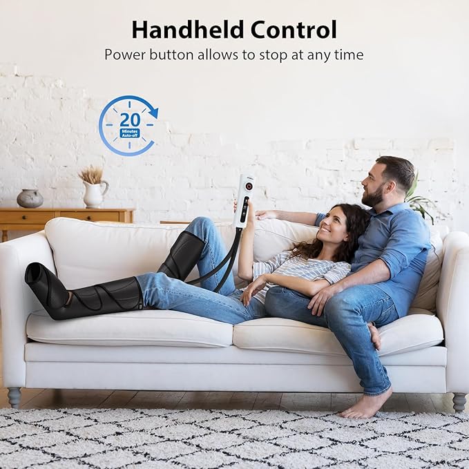 CINCOM Leg Massager for Circulation and Pain Relief Air Compression Calf Foot Massagers Helpful for Relaxation Gifts for Mom and Dad (with 2 Extensions)