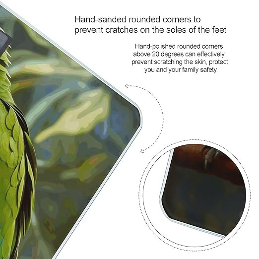 Bird Parrot Painting Scale for Body Weight Safe Rounded Corners Tempered Glass Digital Bathroom Scale LED Display 400lb Capacity Weight Scales with High Precision Sensors