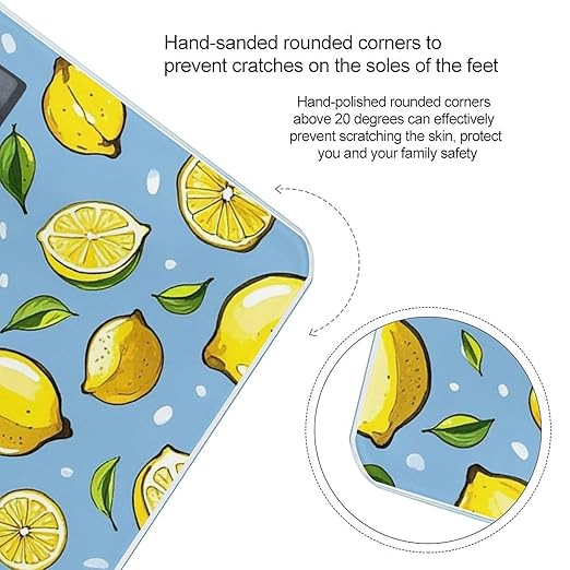 Lemon Hand Drawn Pattern Scale for Body Weight Highly Accurate Digital Bathroom Body Scale Digital Bathroom Scales for People Anti-Slip Large LCD Display Smart Scales