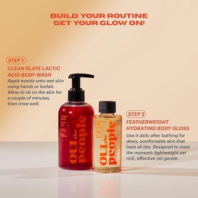 OUI the People CLEAN SLATE Lactic Acid Body Wash AHA Body Wash Glycolic &amp Lactic Acid Serum &amp Face Cleanser Gentle Exfoliation &amp Face Moisturizer for Smoother Texture and Even Skin Tone