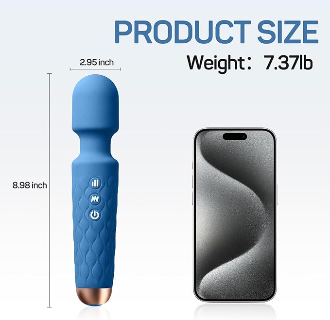 Rechargeable Personal Massager 8-Speed &amp 20-Mode Cordless Handheld Percussion Massager for Neck Back Shoulder Relaxation Quiet Handheld Body Massager with Ergonomic Design(Dark Blue)