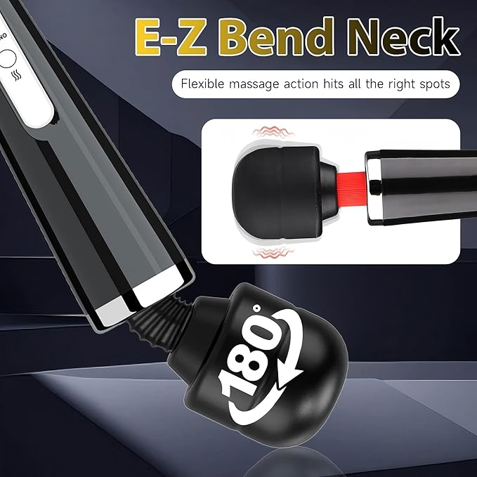 Personal Massage Device - Handheld Vibration Massager - Powerful Wired Wand - Best for Travel - Magic Stress Away - Perfect on Back Legs Hand Pains and Sports Recovery - Black