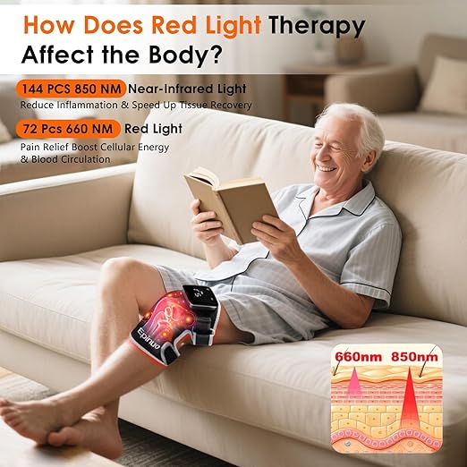 Red Light Therapy for Kneewith 5 Vibration Massage Cordless Rechargeable 5000mAh Heated Knee Massager for Pain Relief Gifts for Women Men 660nm&amp850nm Near Infrared Light Brace