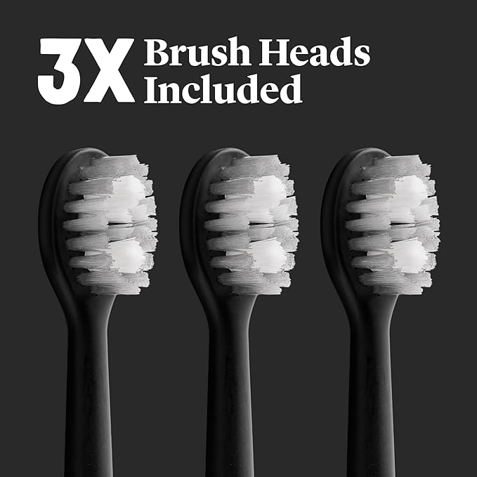 Made by Dentists PRO‑X Replacement Brush Heads – Compatible with PRO‑X Sonic Toothbrush (3 Pack) – Dentist‑Designed Deep Plaque Removal Soft Bristles Travel‑Ready Black