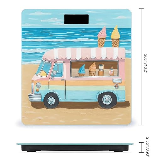 Summer Beach Ice Cream Truck Smart Scale for Body Weight Accurate Bathroom Scale with LED Display Digital Weight Scales Weighing Machine High Precision Scales for Bath Home