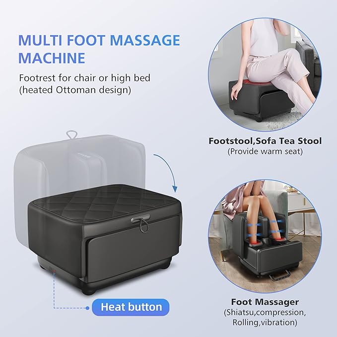 COMFIER 2 in 1 Foot Massager Machine Shiatsu Foot and Calf Massager with HeatKneadingVibrationCompression Massagers for FeetAnkleLegTired Muscles &amp Plantar FasciitisGift for Men Women