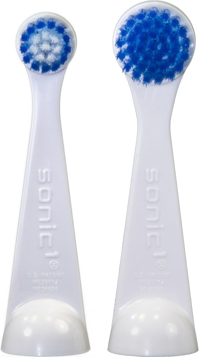 Cybersonic3 Compact and Deluxe Replacement Brush Heads 2 Pack Compatible With All Cybersonic Electric Toothbrushes (1 Compact 1 Deluxe)