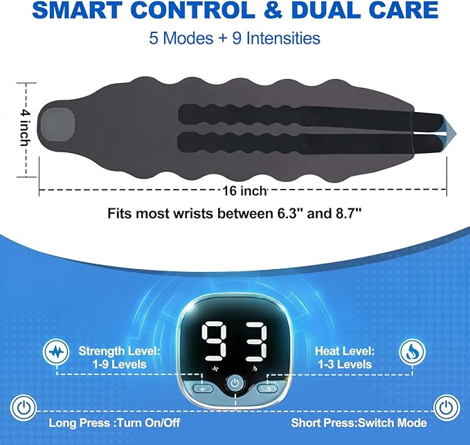 Wireless Hand Massager with 3 Heat Settings 3-in-1 Compression Therapy for Fingers Palm and Wrist