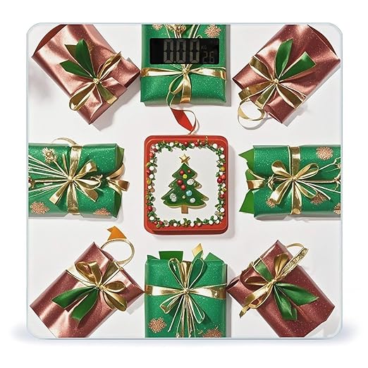 Christmas Gift Wrapping Scale for Body Weight Highly Accurate Digital Bathroom Body Scale Digital Bathroom Scales for People Anti-Slip Large LCD Display Smart Scales