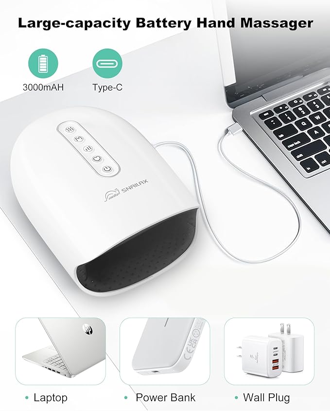 Snailax Hand Massager with Heat and Compression Hand Massager for Arthritis and Carpal Tunnel Relief Rechargeable Finger Wrist Massager for Pain Relief