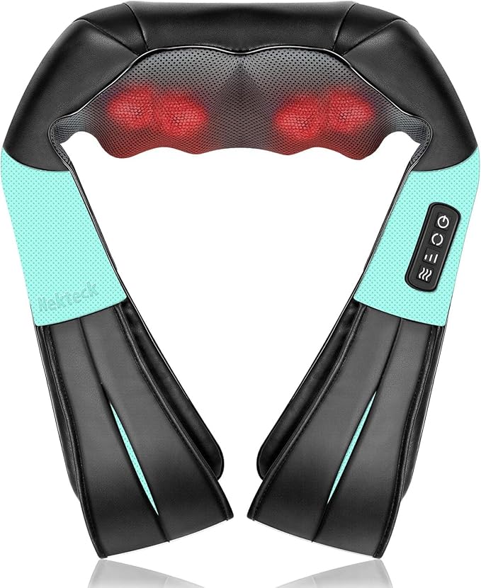 Nekteck 2 Piece Shiatsu Neck and Back Massager with Soothing Heat and One Storage Bag