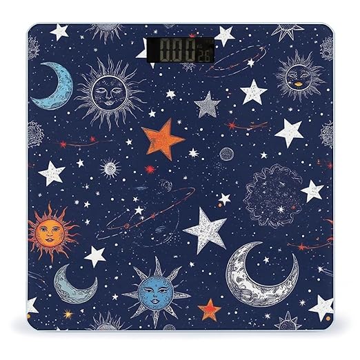 Smart Scale for Body Weight Automatic Switch Digital Bathroom Weighing Scale Zodiac Space Galaxy Constellation Sun Moon Stars