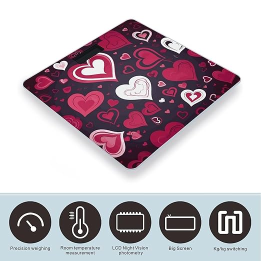 Happy Valentine's Day Smart Scale for Body Weight Accurate Bathroom Scale with LED Display Digital Weight Scales Weighing Machine High Precision Scales for Bath Home