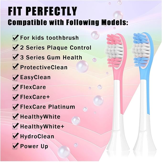 Kids Replacement Heads Compatible with Philips Hx6320 HX6321 HX6032/94 HX6331 HX6340 Kids Toothbrush Over 7 Years