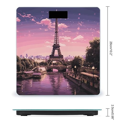 Pink Paris Digital Bathroom Scale Fashion Unique Weight Scale BMI Anti-Slip Precision Weighing Scales Suitable for Home Bedrooms Use and Gift