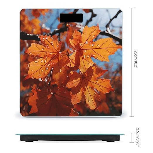 Fall Maple Leafs Digital Bathroom Scale for Body Weight Weighing Scale with Backlit LCD Display High Precision Measurements &amp Measures Weight Up to 180kg