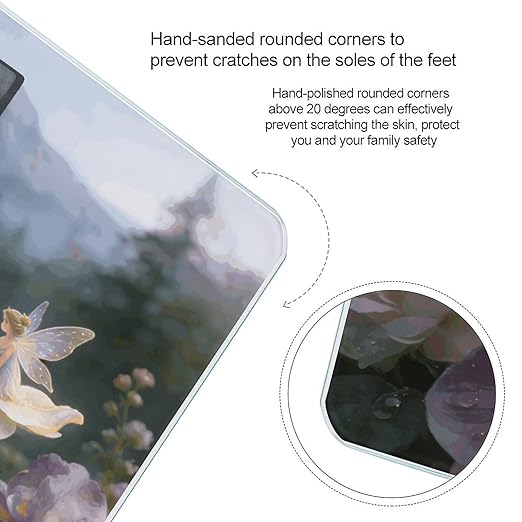 Floral Fantasy Weight ScaleClear LED Display Bathroom Digital Weighing ScaleTempered Glass Digital Bathroom Scale for Body Weight Capacity Up to 400 Lbs