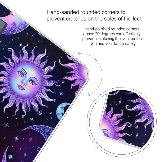 Men's Fashion Automatic Switch Digital Bathroom Weighing Scale Smart Scale Trippy Sun Moon Stars