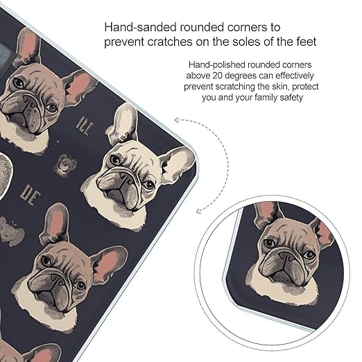 I Love French Bulldog Scale for Body Weight Precision Bathroom Weighing Scales with Back Lit LCD Display Sturdy Tempered Glass Body Weight Scales Digital Bathroom Scale 400lb