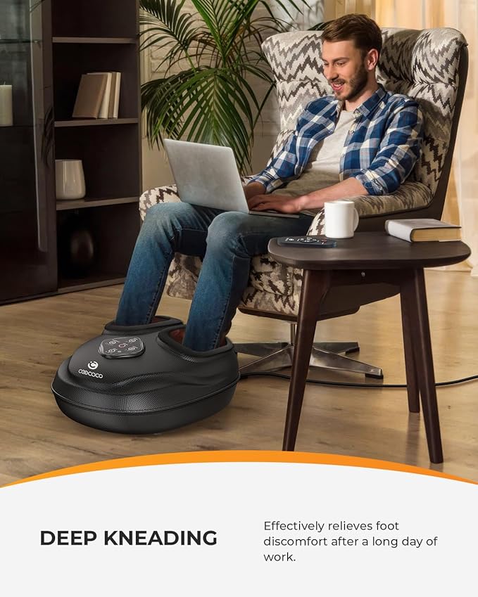 CooCoCo HSA Store Eligible Foot Massager with Heat Plantar Fasciitis Feet Massager with Remote Deep Kneading &amp Compression FSA Foot Warmer for Home Office Neuropathy Pain Relief for Feet