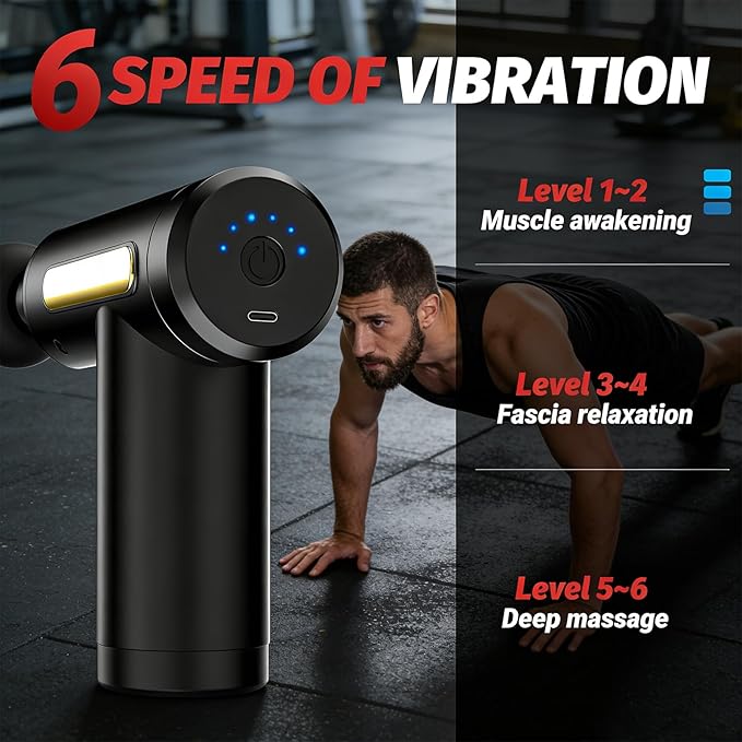 Mini Massage Gun Deep Tissue with 5 Attachments - Portable Percussion Massager USB-C Rechargeable Travel Size Muscle Massage Gun Set for Athletes Neck Feet Pain Relief (Green + Bright Red)