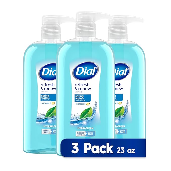 Dial Men 3in1 Body Hair and Face Wash Ultimate Clean 69 fl oz (3-23 fl oz Bottles) &amp Body Wash Refresh &amp Renew Spring Water 23 fl oz (Pack of 3)