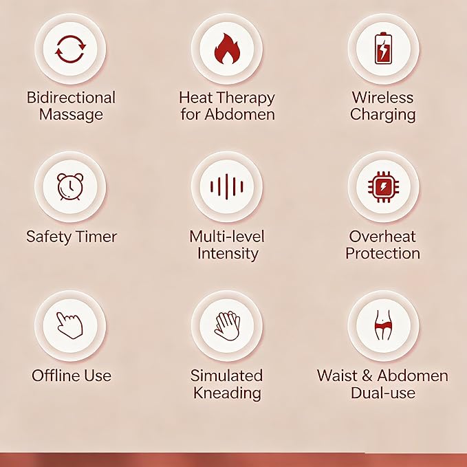 Electric Abdominal Massager with Heating Forward &amp Reverse Rotation 3 Adjustable Intensity Levels Waist &amp Abdomen Dual-Use Constant Temperature Hot Compress