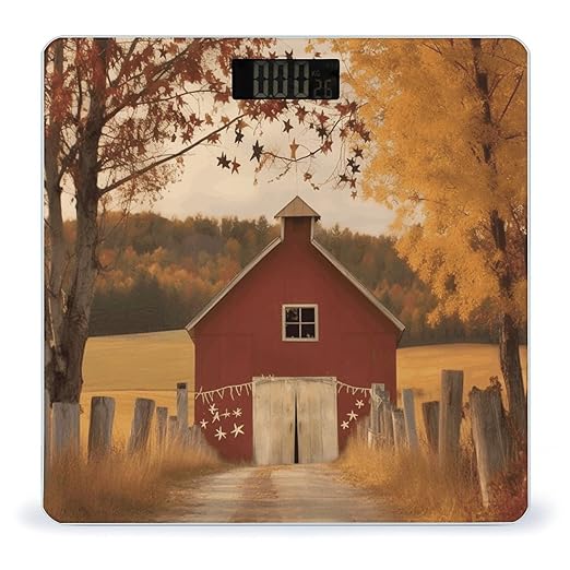 Fall Country Barn Scale for Body Weight Accurate Digital Bathroom Scale Toughened Glass High Precision Scales Smart Weight Scales with Large LCD Backlight Display Weighing Machine