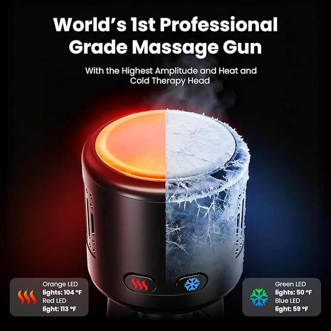 BOB AND BRAD D6 Pro Max+ Massage Gun with Heat and Cold Powerful Deep Tissue Percussion Massager with 16mm Amplitude FSA Eligible &amp HSA Approved Professional Muscle Massager Gun for Athletes