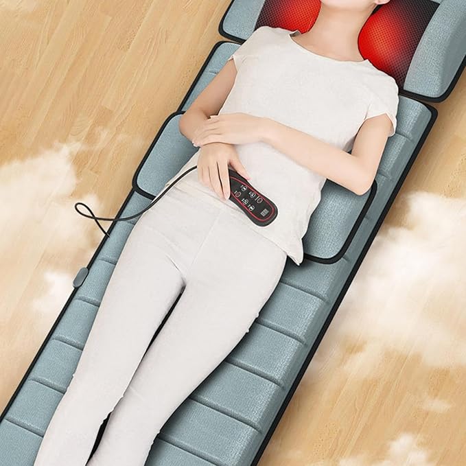 Massage Mattress - Lightweight Whole Body Electric Vibrating Mat - Portable Electric Back Massager for Men Women Dad Mum Elder