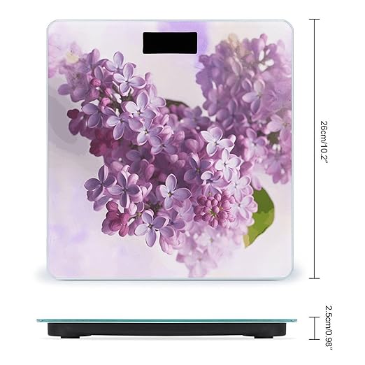 Lilac FlowersScale for Body Weight with LCD High Precision Weighing Scales Fashion Sturdy Tempered Glass Weight Scales Easy-to-Read Digital Bathroom Scale for Daily 400lb