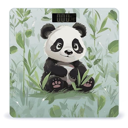 Panda Bamboo Weight Scale Digital Electronic Scales Bathroom Scale Larg LCD Backlight Display High Precision MeasurementsTempered Glass