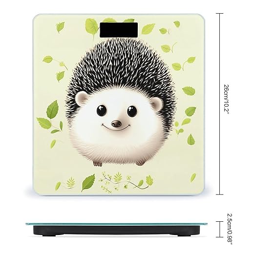 Cute Hedgehog Bathroom Scale Large LCD Backlight Display Digital Scale Rounded Corners Body Scales Automatic Power On/Off Bathroom Scales for Home Bedrooms