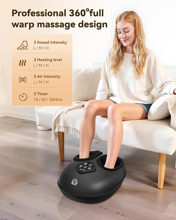 COMFIER 2026 Shiatsu Foot Massager with HeatCompressionKneading &ampRollingFoot Massager for NeuropathyPlantar FasciitisUpgraded for Larger Feet Machine(Size 15)Home or Officefor Men Women
