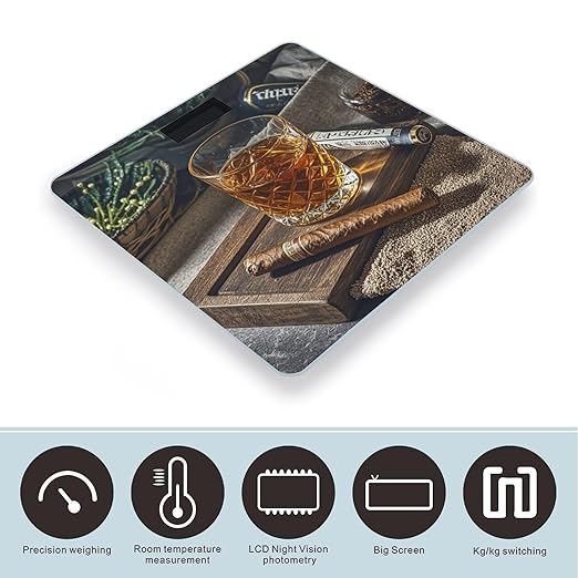 Cigar &amp Whiskey Scale for Body Weight Highly Accurate Digital Bathroom Body Scale Digital Bathroom Scales for People Anti-Slip Large LCD Display Smart Scales