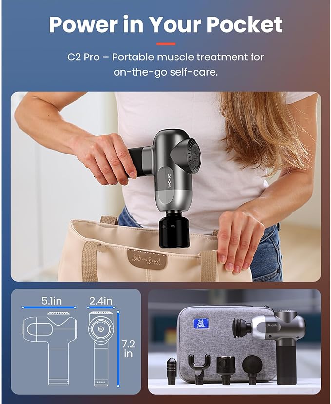 BOB AND BRAD C2 Pro Massage Gun with Heat and Cold Therapy FSA Eligible &amp HSA Approved PT-Developed Deep Tissue Back Massager for Athletes Men &amp Women — Birthday &amp Holiday Gifts