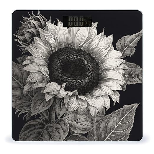 Sunflower Black Grey Scale for Body Weight Accurate Digital Bathroom Scale Toughened Glass High Precision Scales Smart Weight Scales with Large LCD Backlight Display Weighing Machine
