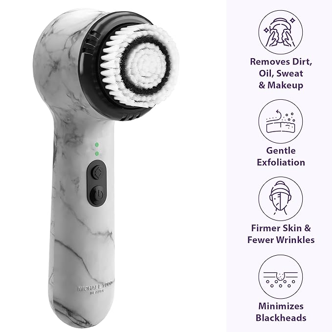 Michael Todd Beauty Soniclear Allure 2024 Best of Beauty Winner Facial Cleansing + Exfoliation Brush System with Antimicrobial Protected Bristles 4 speeds Serum Infusion Head + Travel Case