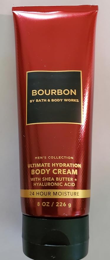 Bath &amp Body Works Men's Bourbon 3-in-1 Hair Face &amp Body Wash Shower Gel and Body Cream 2 Piece Set