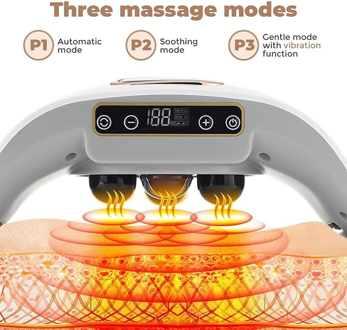 Abdominal Massager Abdominal Massager Electric Bian Stone Tummy Kneading Instrument 3 Massage Modes Visualized Power for Heat to Relieve Indigestion Bloating Constipation Period Cramps