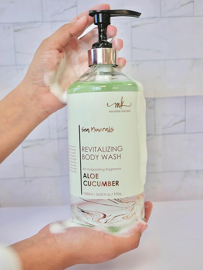 Manna Kadar Beauty Dead Sea Minerals Revitalizing Body Wash Aloe Cucumber - Clean Soothe Revitalizes Rejuvenates Skin Hydrates Shower Gel